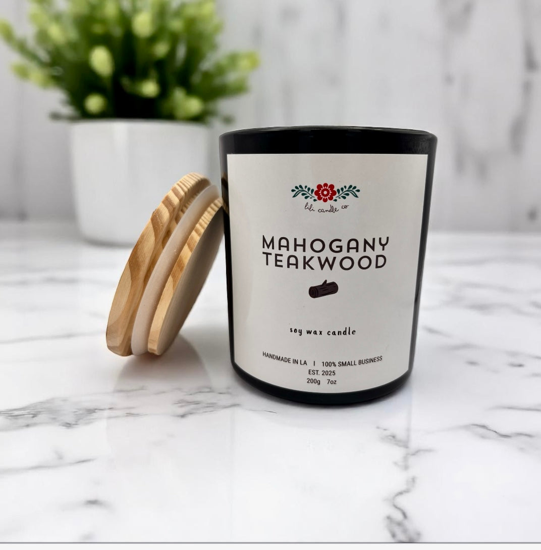 Mahogany Teakwood 7oz Premium Soy Wax Candle
