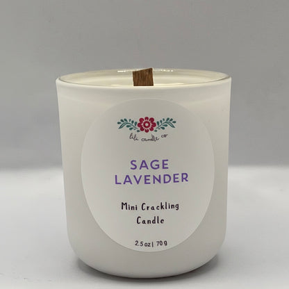 Sage Lavender 2.5 oz Crackling Wooden Wick Candle