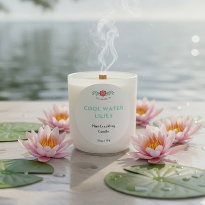 Cool Water Lilies 2.5 oz Crackling Wooden Wick Candle