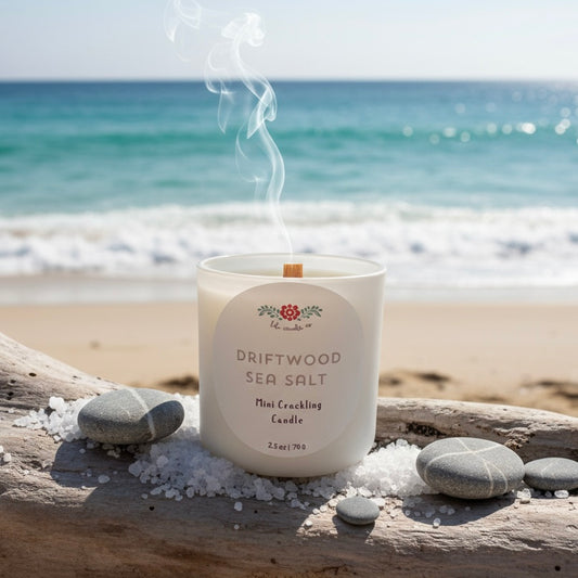 Driftwood Sea Salt 2.5 oz Crackling Wooden Wick Candle