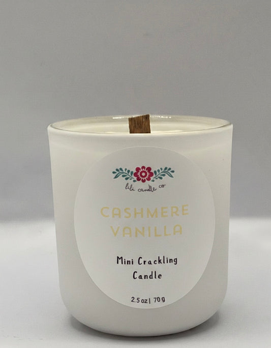 Cashmere Vanilla 2.5 oz Crackling Wooden Wick Candle