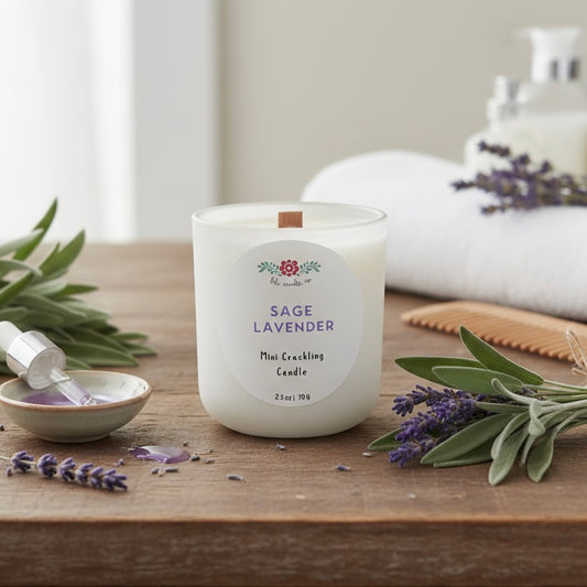 Sage Lavender 2.5 oz Crackling Wooden Wick Candle