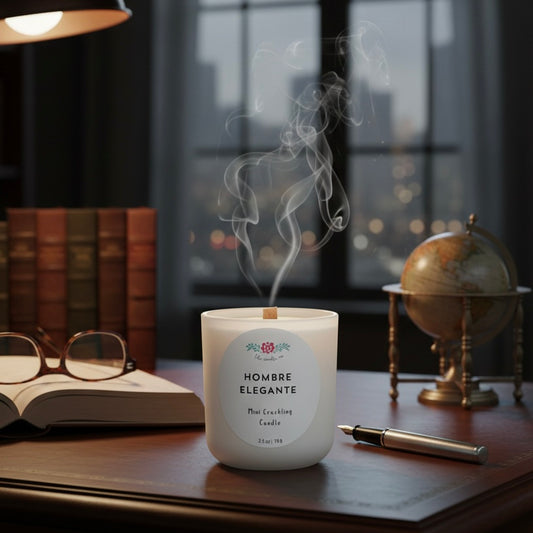 Hombre Elegante 2.5 oz Crackling Wooden Wick Candle
