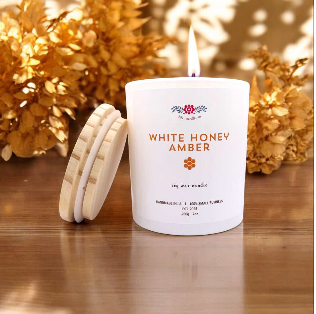 White Honey Amber 7 oz. Premium Soy Wax Candle