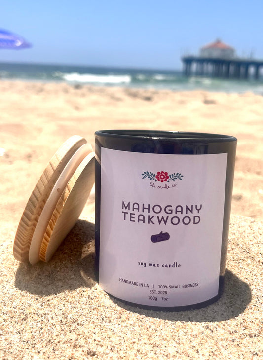 Mahogany Teakwood 7oz Premium Soy Wax Candle