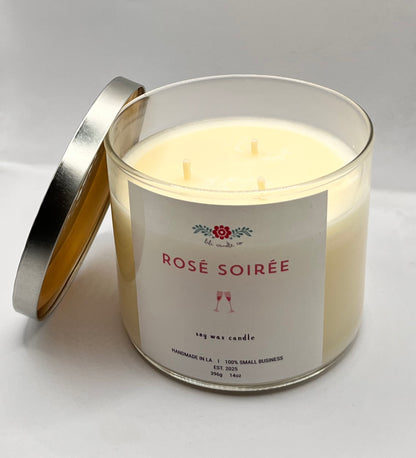 Rosé Soirée 14oz. Premium Soy Wax 3-Wick Candle