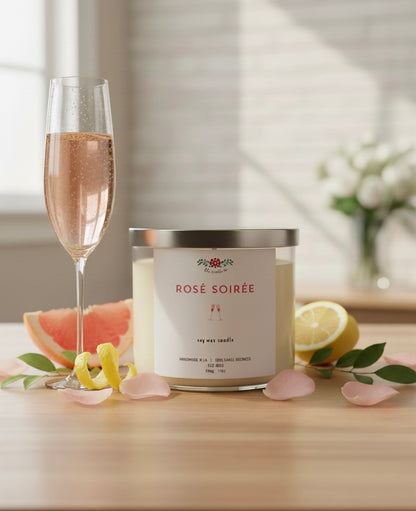 Rosé Soirée 14oz. Premium Soy Wax 3-Wick Candle